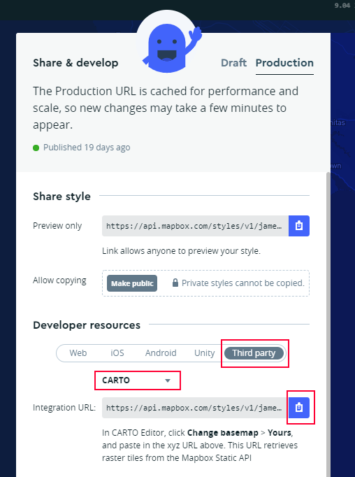 Mapbox options