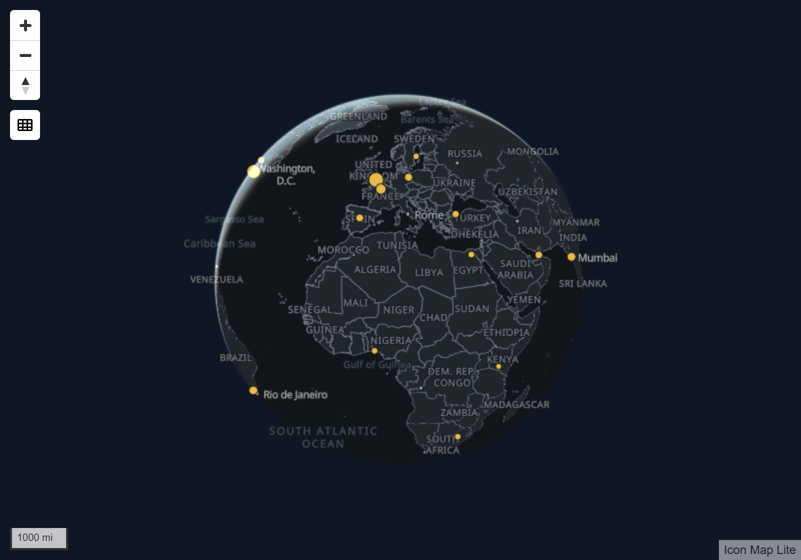 The globe with a soft blue atmosphere around it