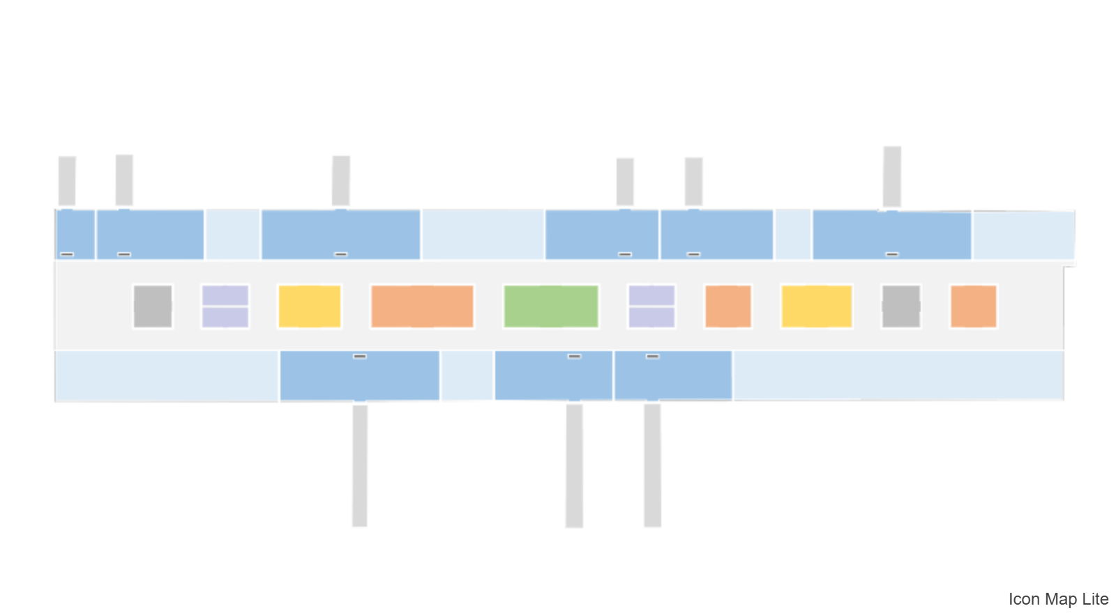 A building floor plan drawn as colored polygons from WKT text held in the data