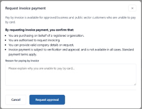 The Request invoice payment form