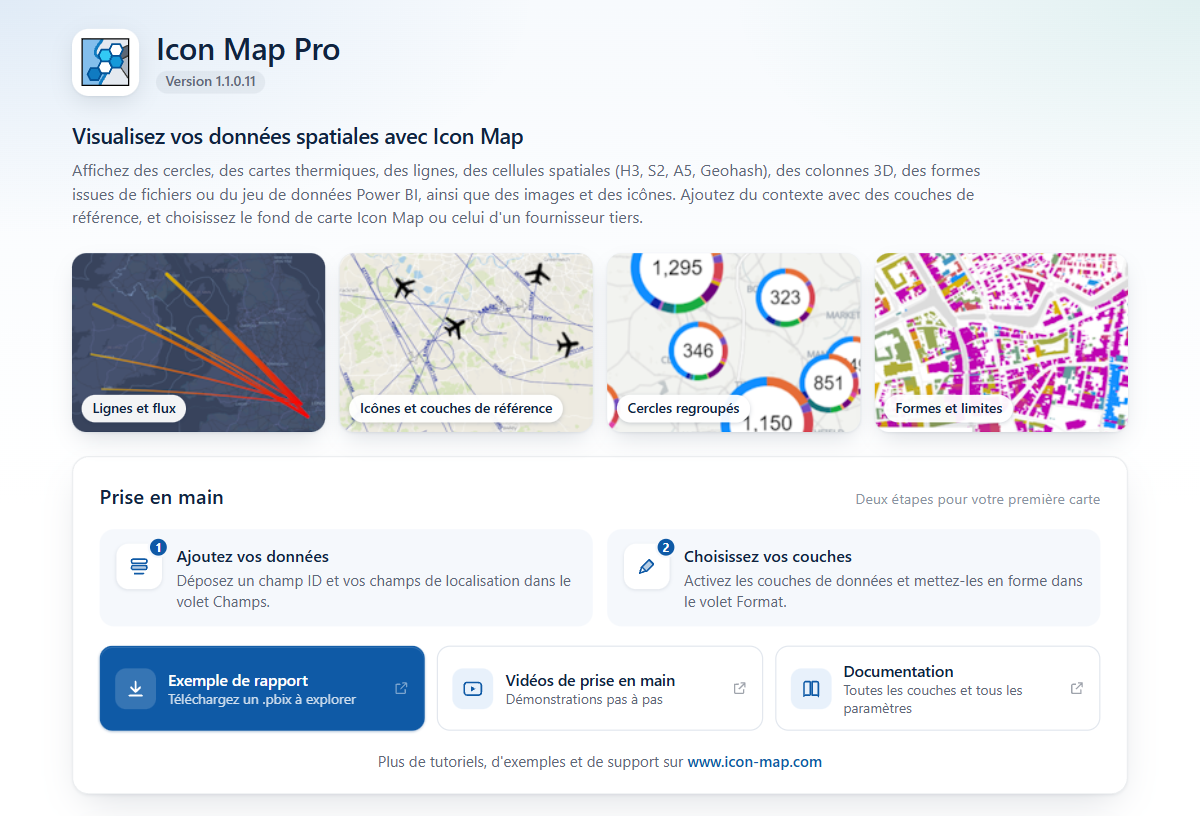 La page de démarrage d'Icon Map Pro dans un visuel vide