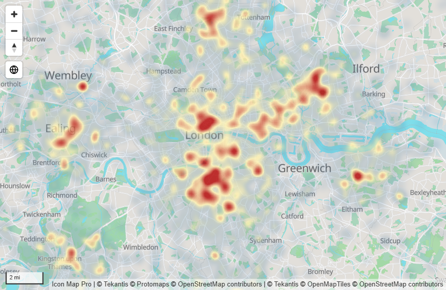 Eine Heatmap mit einem zweifarbigen Farbverlauf