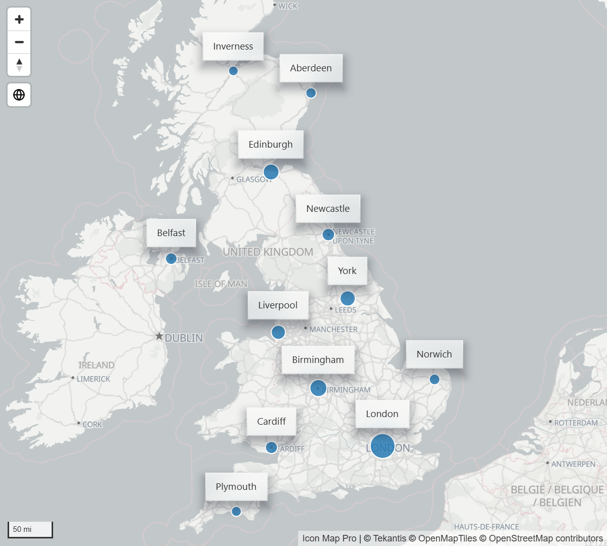 Labels drawn as light frosted cards that blur the map behind them