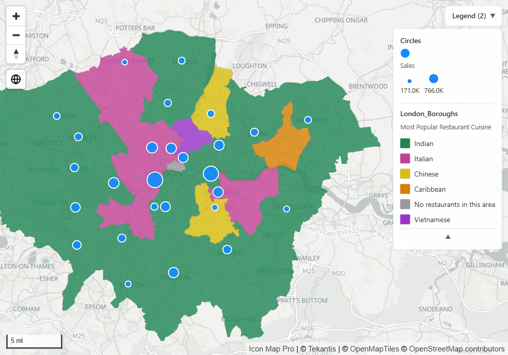 A map legend with an entry for an ArcGIS feature layer, showing its unique value classes
