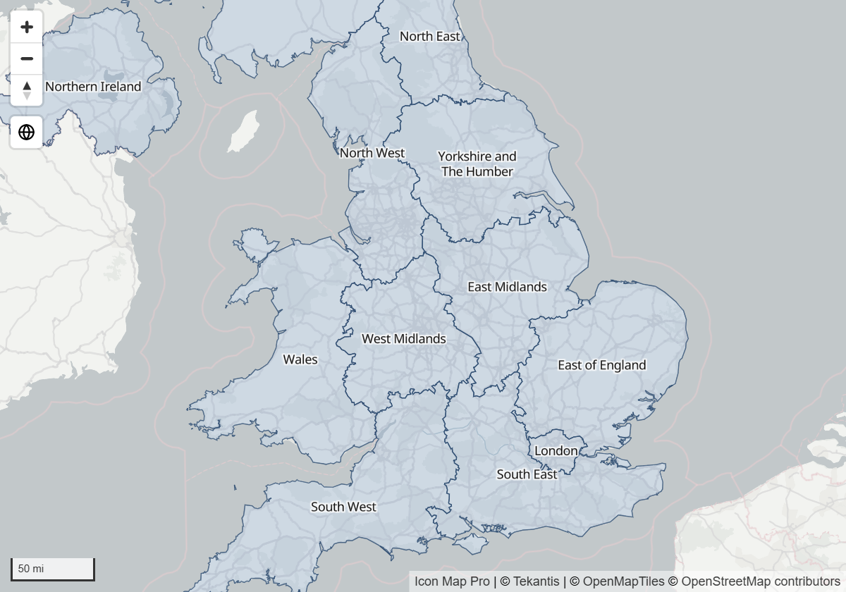Region boundaries from a file, each labeled with its name in halo text