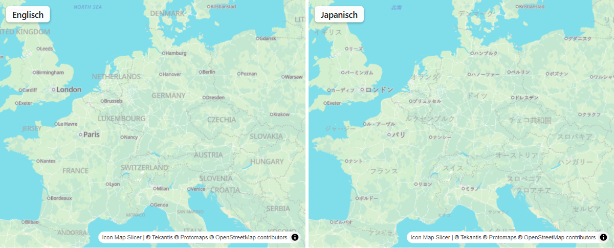 Dieselbe Ansicht im Stil Light mit Ortsnamen auf Englisch und auf Japanisch