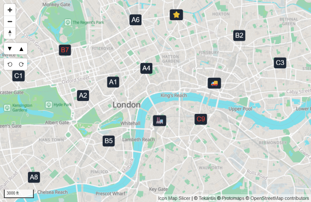 Distintivos de texto y emoji en ubicaciones del mapa